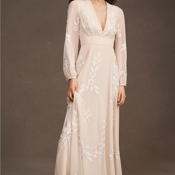 BHLDN Belize Embroidered A-Line Long-Sleeve V-Neck - Picture 2 of 10